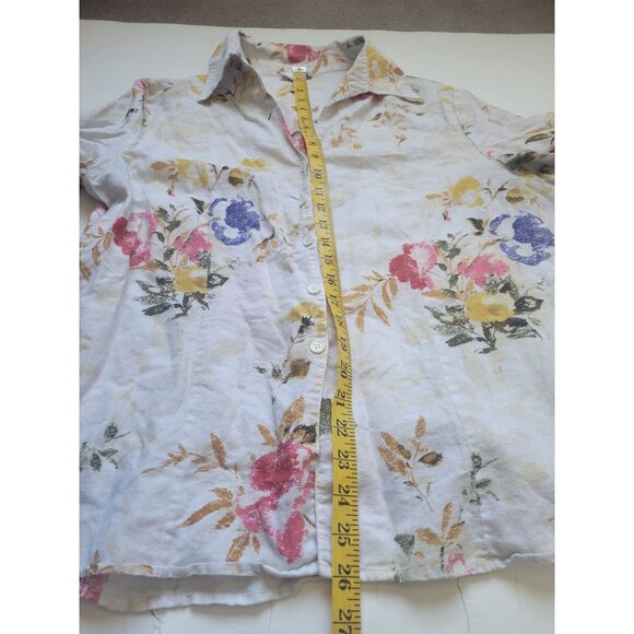 Harve Bernard Collared Button Down 3/4 Sleeve Linen Floral Top Size XL City Chic - Picture 11 of 12